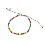 Bracelet vinyle multicolore et perles argent 925