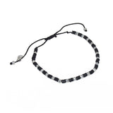 Bracelet vinyle noir disques argent