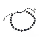 Bracelet perles agathe lave et argent 925