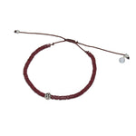 Bracelet vinyle pourpre et perle bohà¨me argent 925