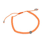 Bracelet vinyle orange et perle bohà¨me argent 925