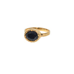 Bague dorée martelée pierre ovale et étoiles - 52 / ONYX