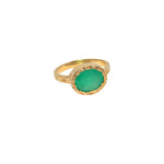 Bague dorée martelée pierre ovale et étoiles - 52 / ONYX