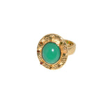 Bague dorée XXL pierre cabochon - 52 / ONYX VERTE &