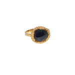 Bague dorée pierre cabochon serti boules