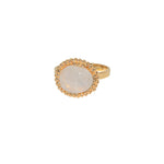 Bague dorée pierre cabochon serti boules