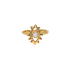 Bague dorée martelée et oeil pierre - 50 / PERLE