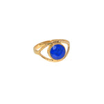 Bague dorée martelée et oeil pierre - 50 / LAPIS