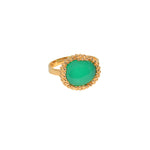 Bague dorée pierre cabochon serti boules