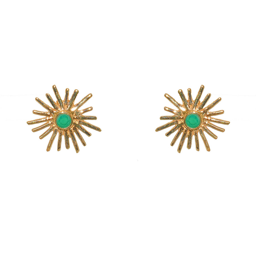 Boucles dorées soleil et pierre - ONYX VERTE