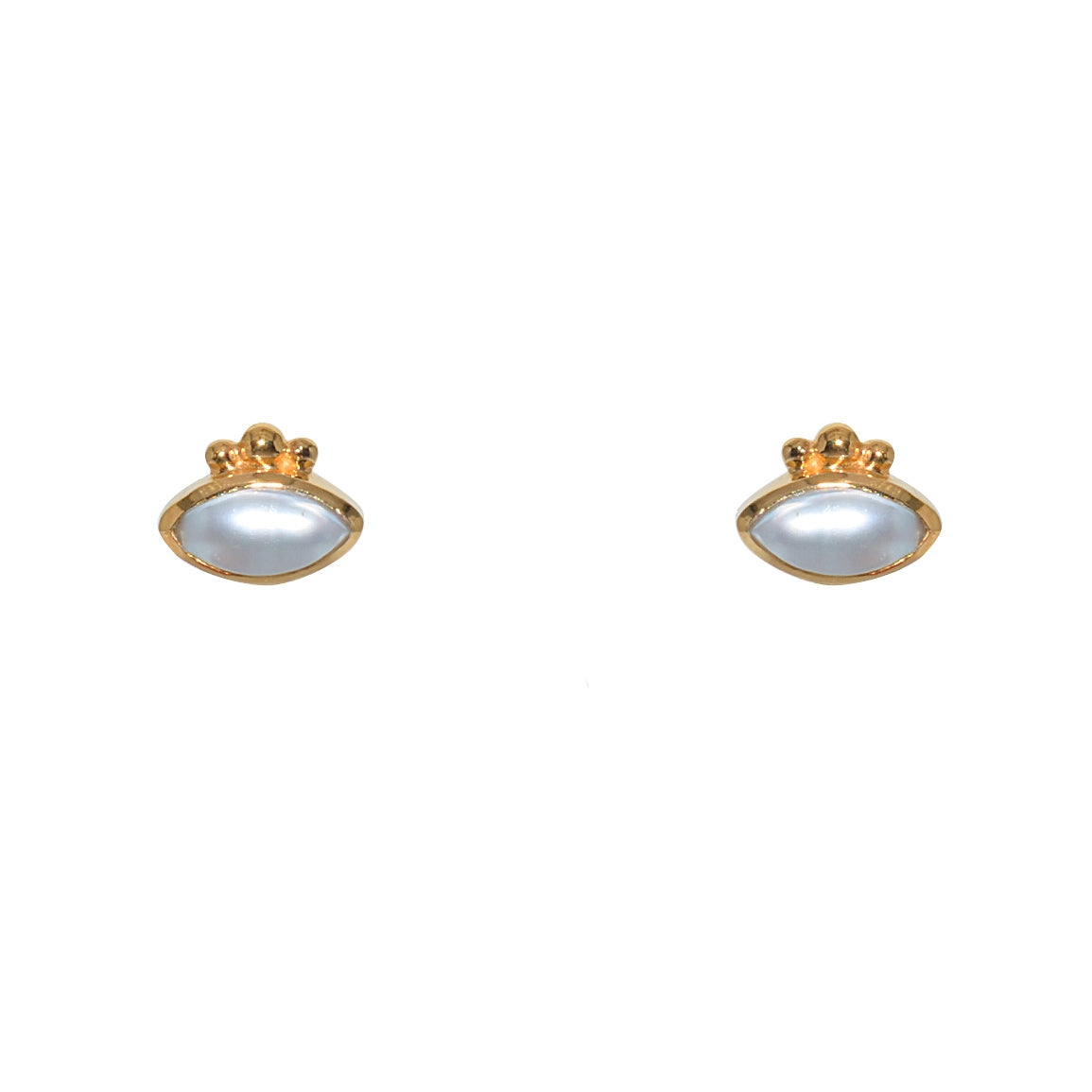 Boucles dorées et pierre ovale - PERLE DE CULTURE