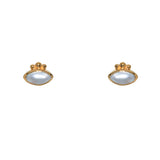 Boucles dorées et pierre ovale - PERLE DE CULTURE
