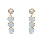 Boucles dorées 4 pierres facettées - PIERRE DE LUNE & PERLE