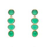 Boucles dorées 4 pierres facettées - ONYX VERTE