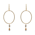 Boucles dorées et anneau et pierre goutte - LABRADORITE