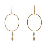 Boucles dorées et anneau et pierre goutte - LABRADORITE