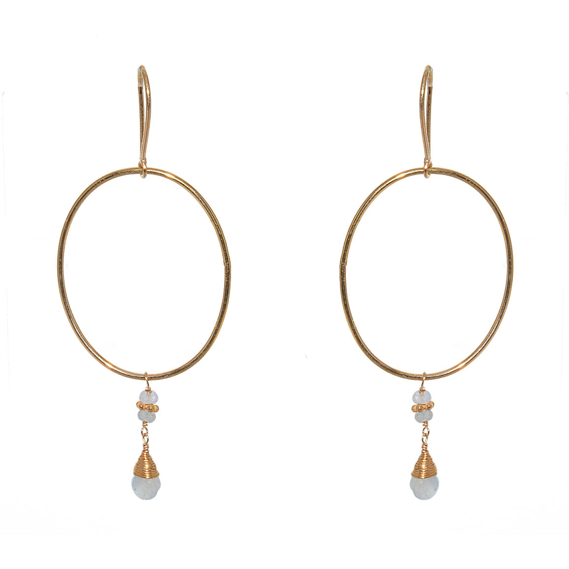 Boucles dorées et anneau et pierre goutte