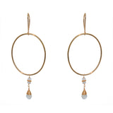 Boucles dorées et anneau et pierre goutte