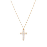 Sautoir doré pendentif croix et pierre - PERLE DE CULTURE