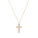 Sautoir doré pendentif croix et pierre - PERLE DE CULTURE