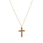 Sautoir doré pendentif croix et pierre