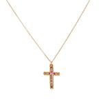 Sautoir doré pendentif croix et pierre
