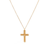 Sautoir doré pendentif croix et pierre - PYRITE DOREE