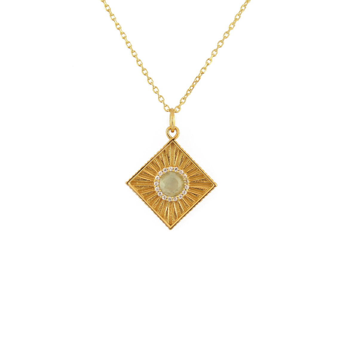 Collier doré carré pierre et zircons
