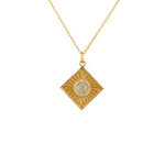 Collier doré carré pierre et zircons
