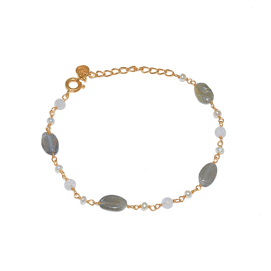Bracelet doré mix pierres - LABRADORITE - PIERRE DE LUNE -