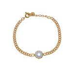 Bracelet doré chaine et pierre cabochon