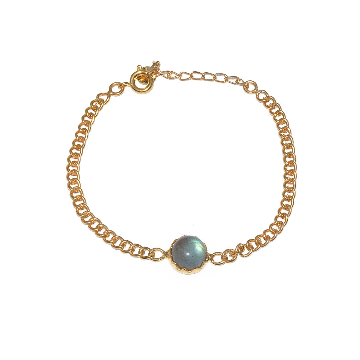 Bracelet doré chaine et pierre cabochon - LABRADORITE