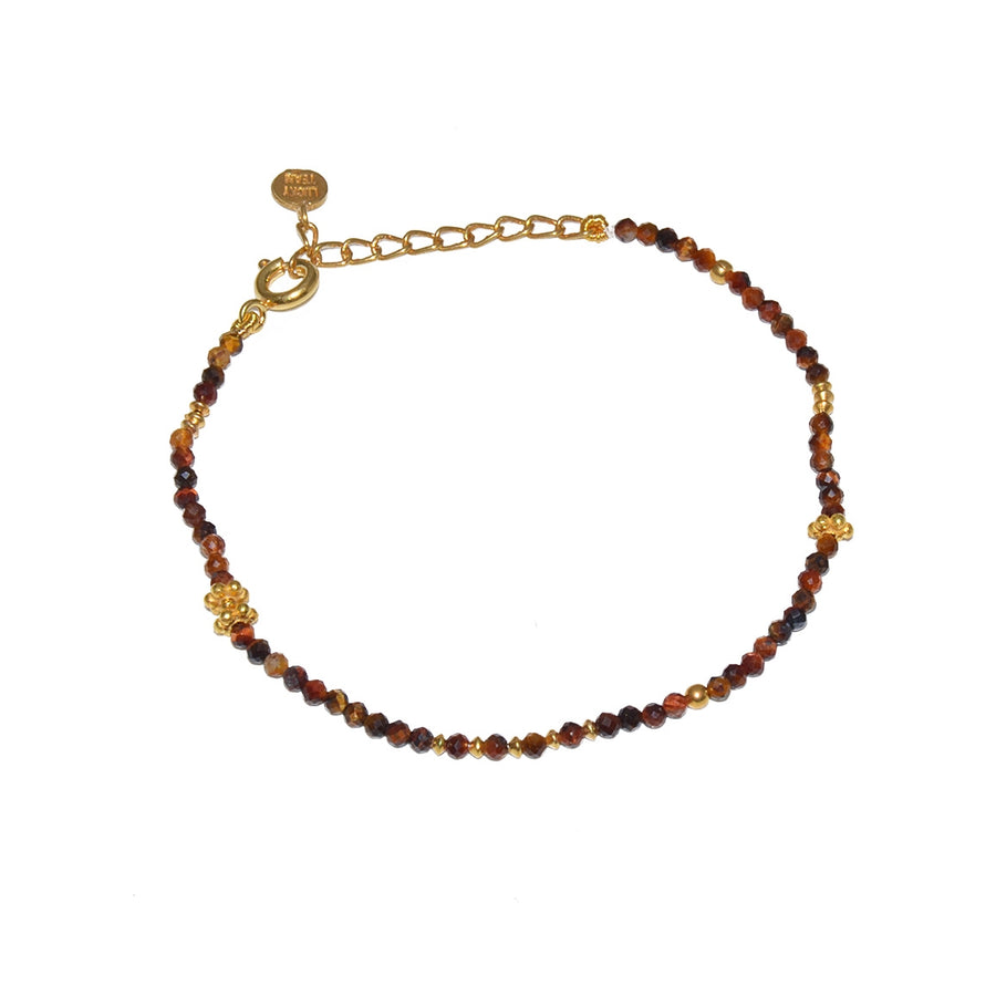 Bracelet doré petites pierres naturelles et perles dorées -