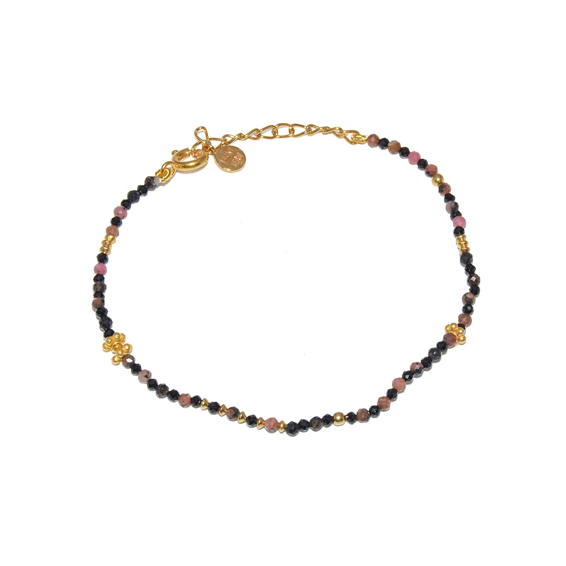 Bracelet doré petites pierres naturelles et perles dorées -