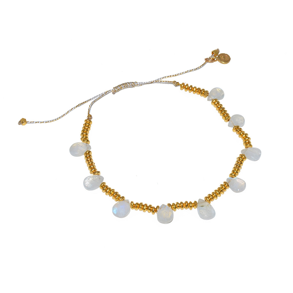 Bracelet cordon et pierres gouttes - PIERRE DE LUNE