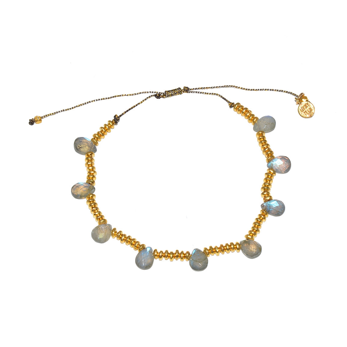 Bracelet cordon et pierres gouttes - LABRADORITE