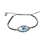Bracelet cordon noir doré et oeil nacre