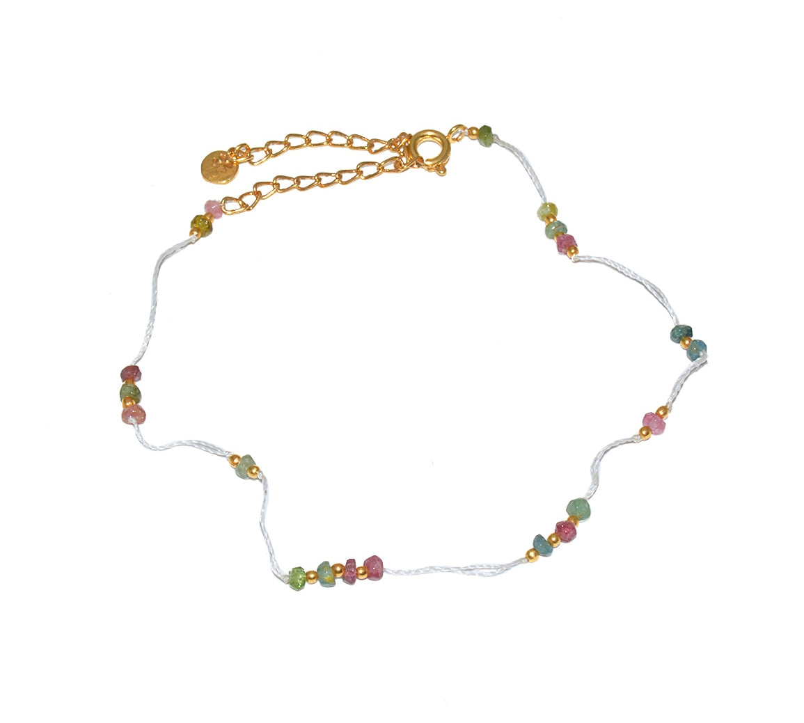 Chaine de cheville dorée et pierres - TOURMALINE