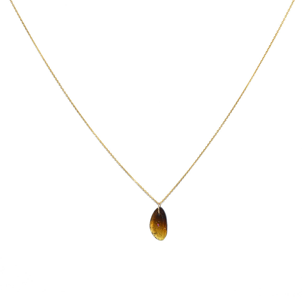 Collier or 18k et tourmaline brune