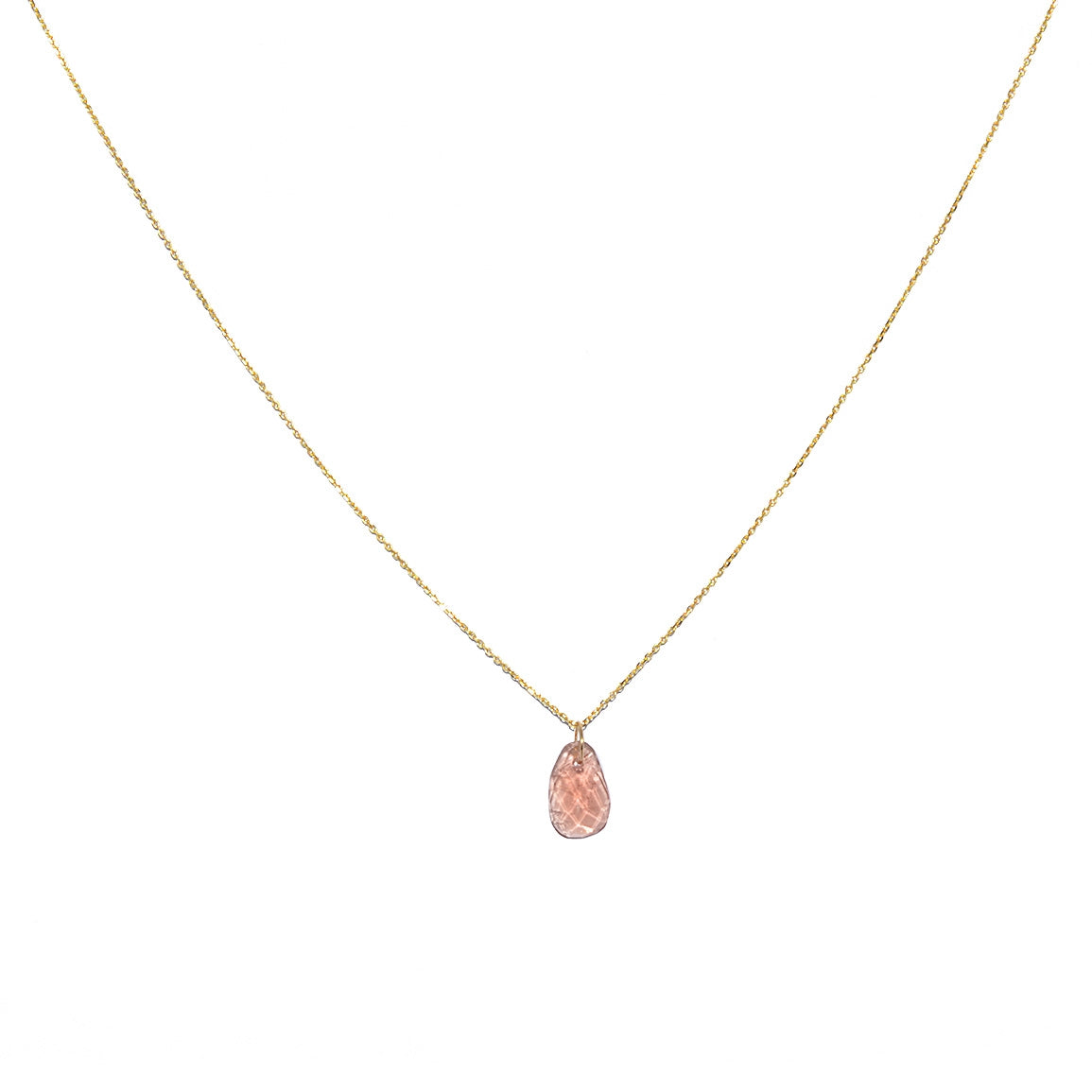 Collier or 18k et tourmaline rose