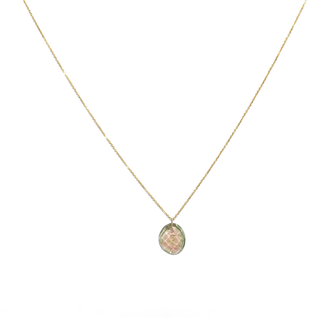 Collier or 18k et tourmaline