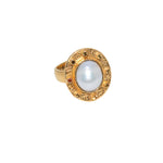 Bague dorée XXL pierre cabochon