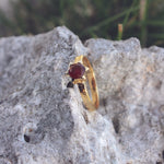 Bague dorée étoile et pierre - 50 / ONYX ROUGE