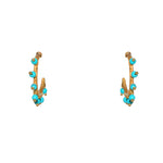 Mini créoles dorées et pierres en soleil - TURQUOISE
