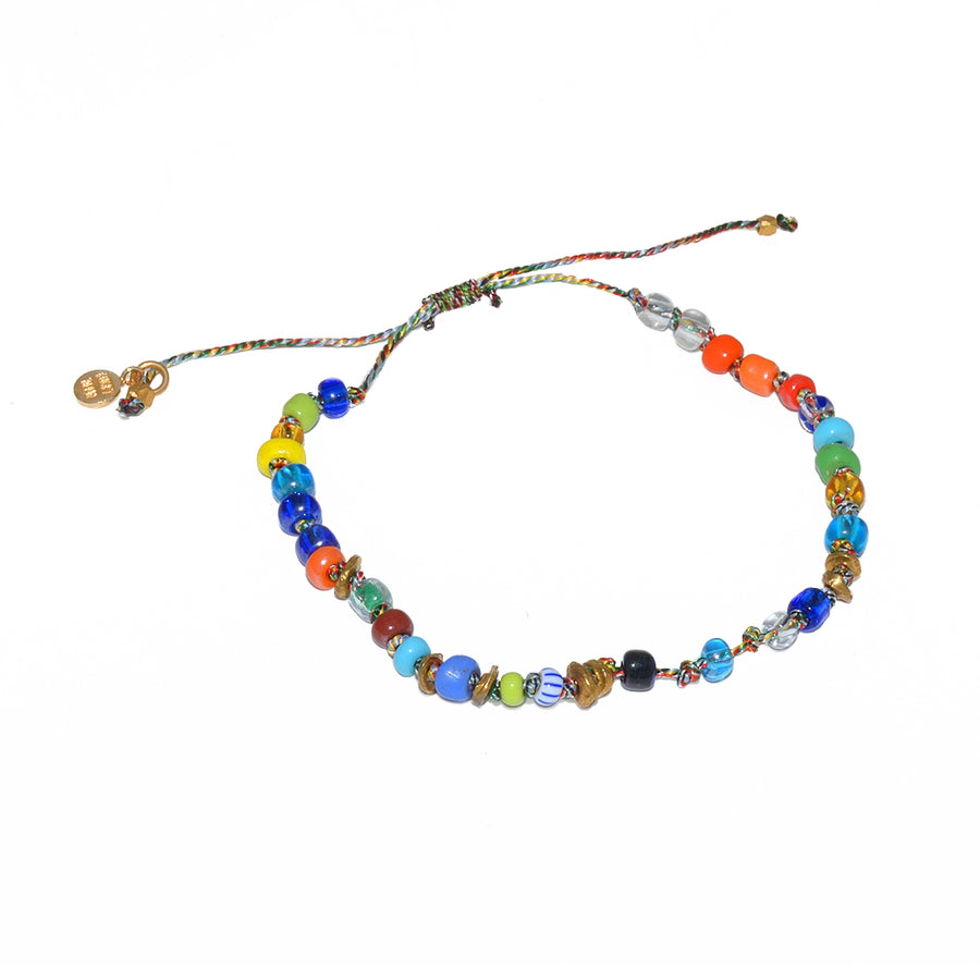Bracelet cordon perles multicolores