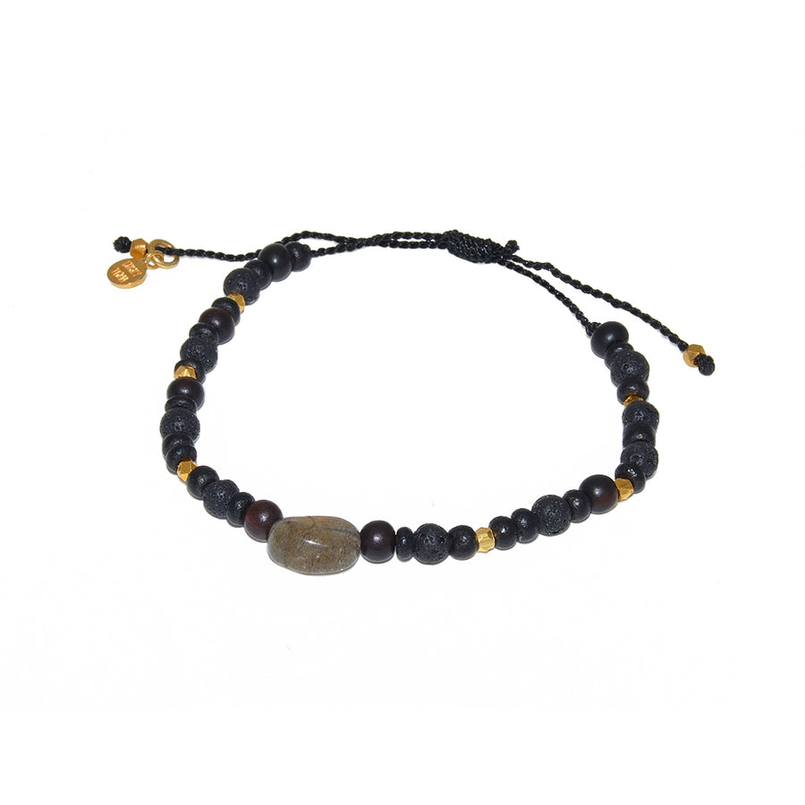 Bracelet cordon perles et labradorite - Bracelets
