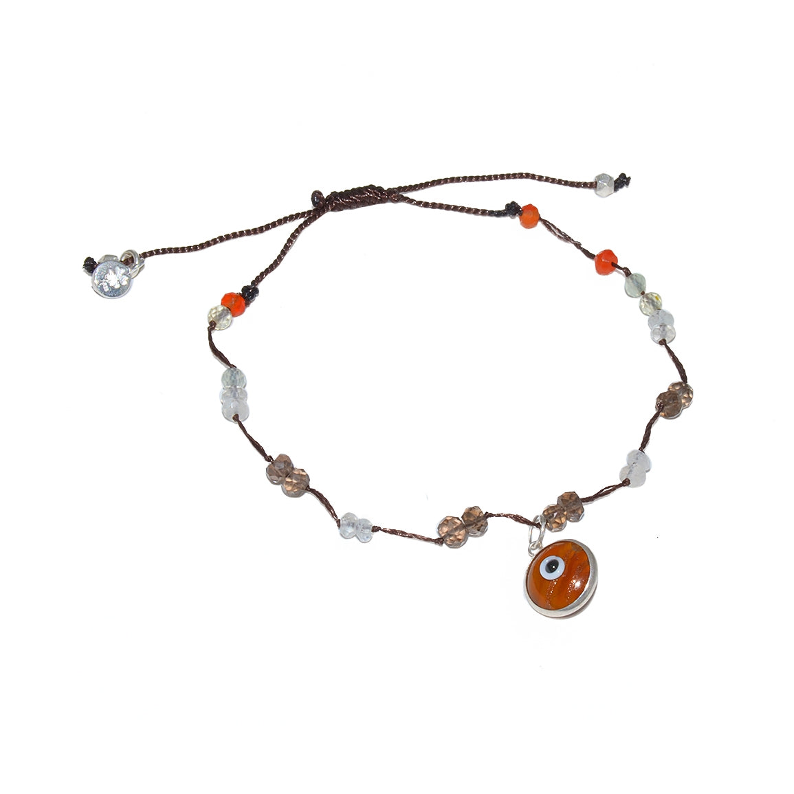 Bracelet cordon oeil et pierres - ORANGE