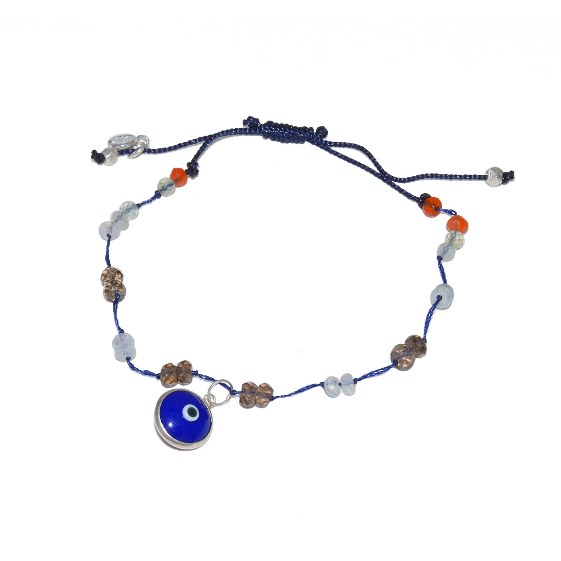 Bracelet cordon oeil et pierres - BLEU MARINE