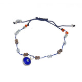 Bracelet cordon oeil et pierres - BLEU MARINE