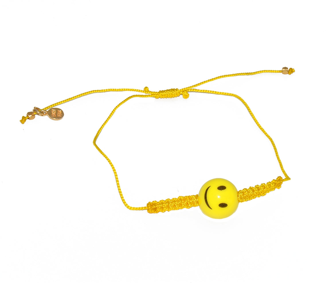 Bracelet cordon jaune et smile